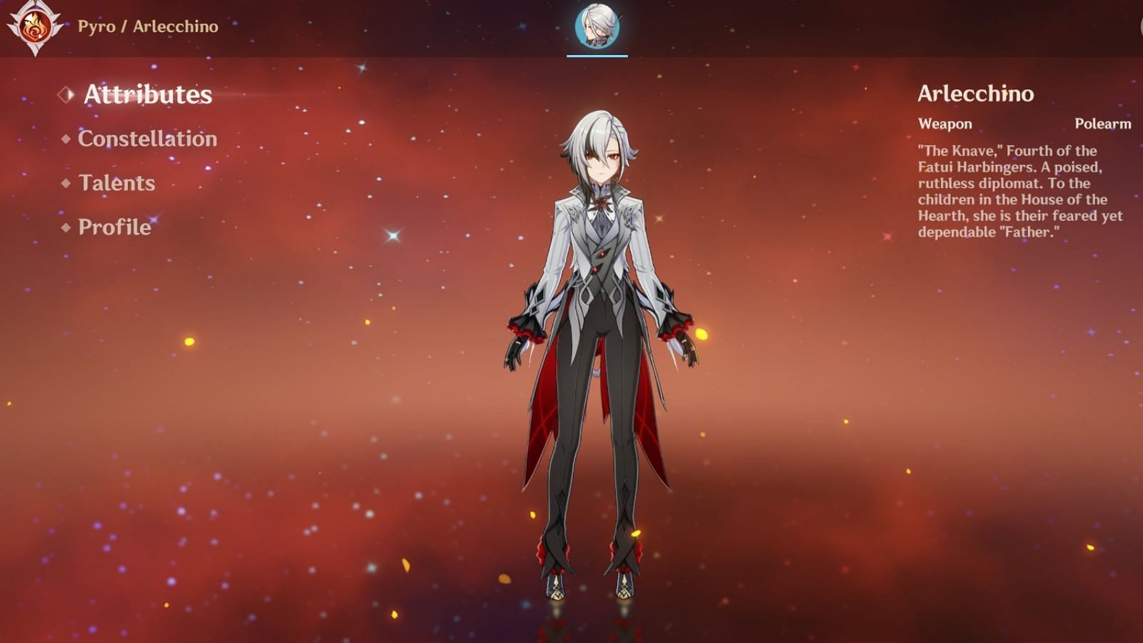 Screenshot of Arlecchino in-game (Image via HoYoverse)